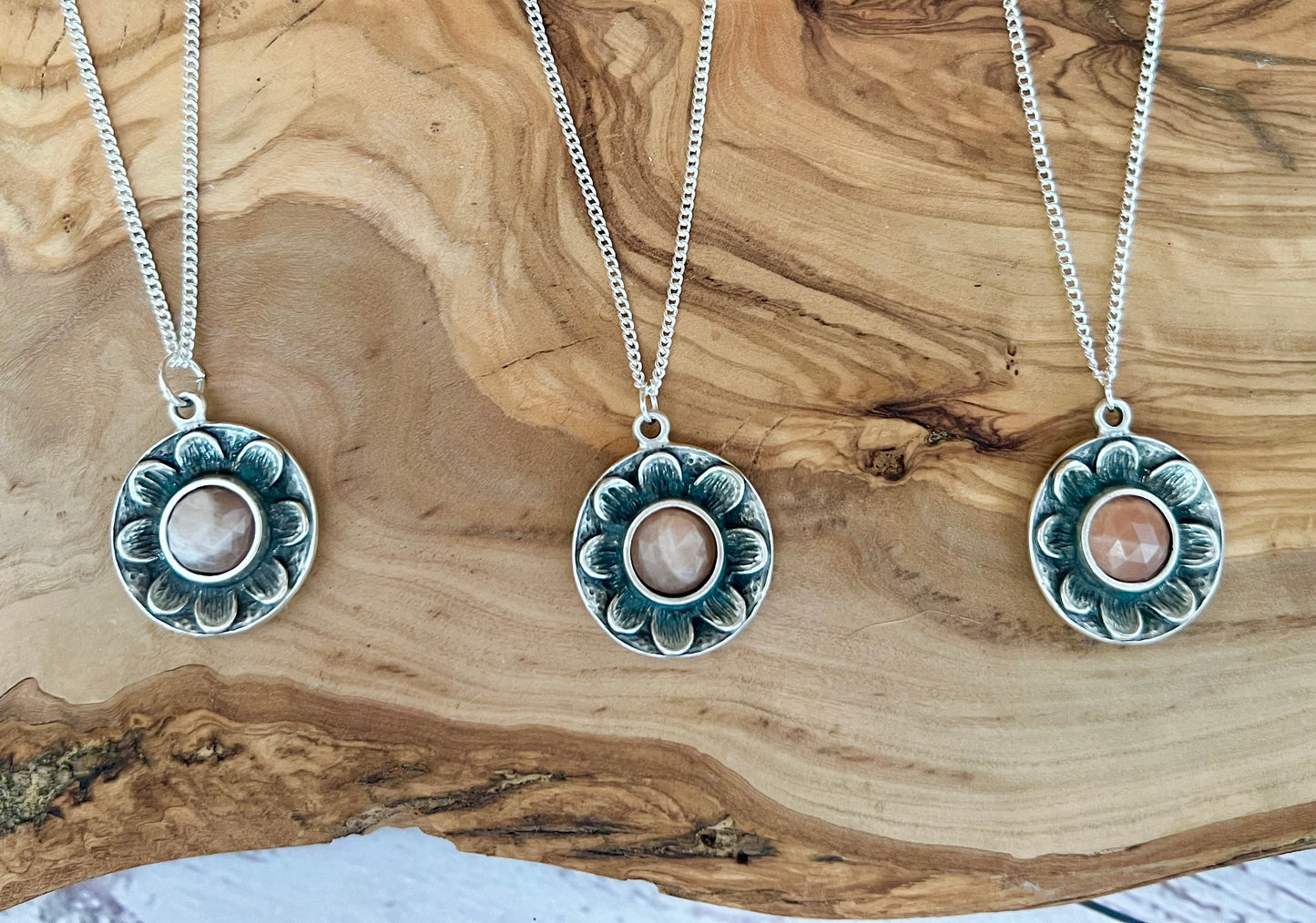 Sunflower and sunstone necklace