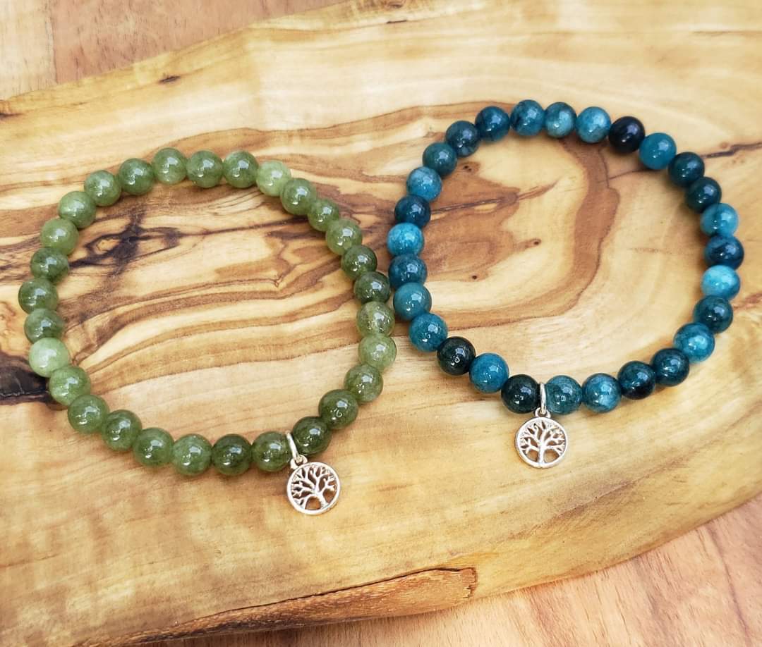 Tree of life bracelet- blue apatite jade