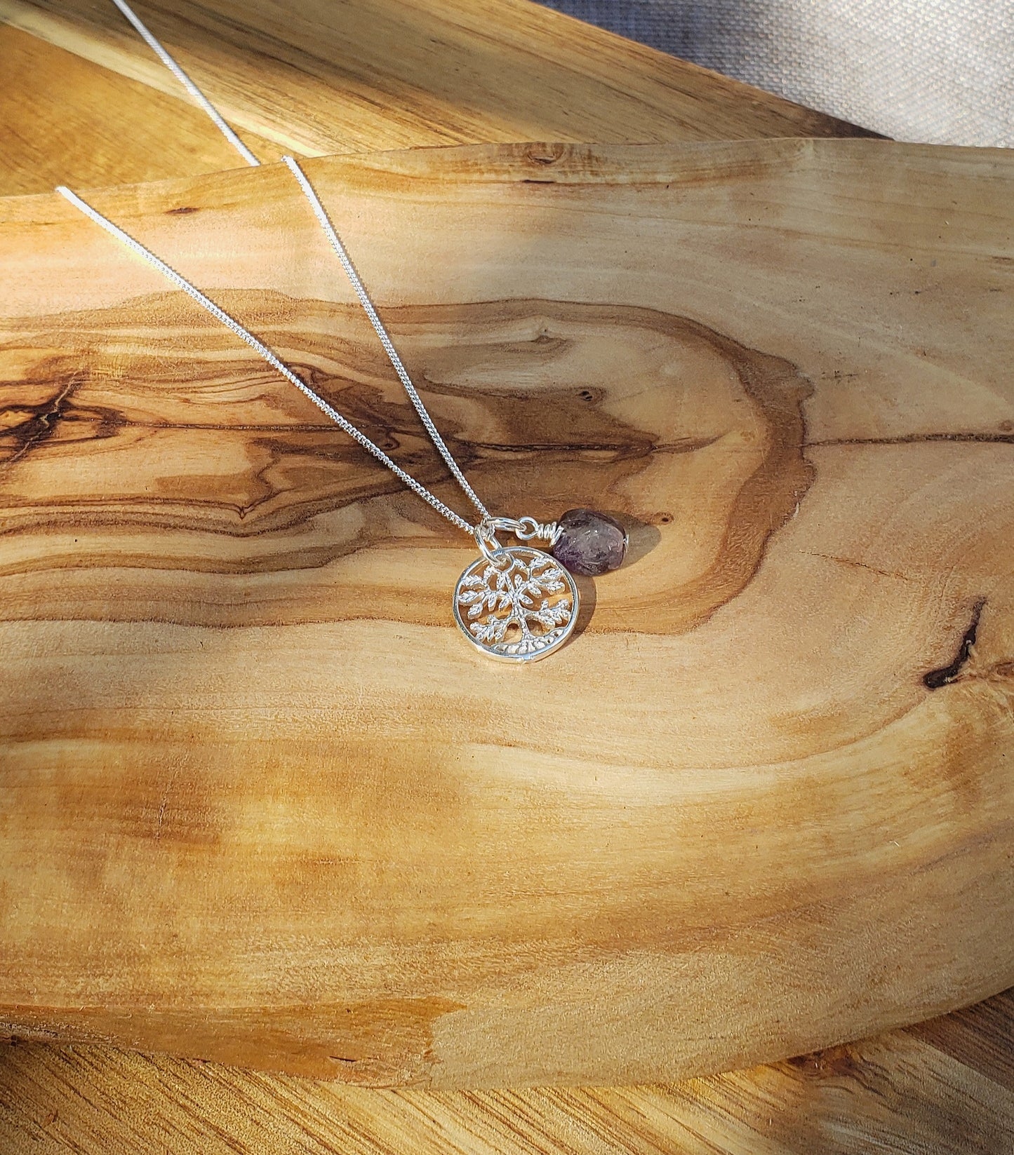 Tree of life necklace- custom stone charm option