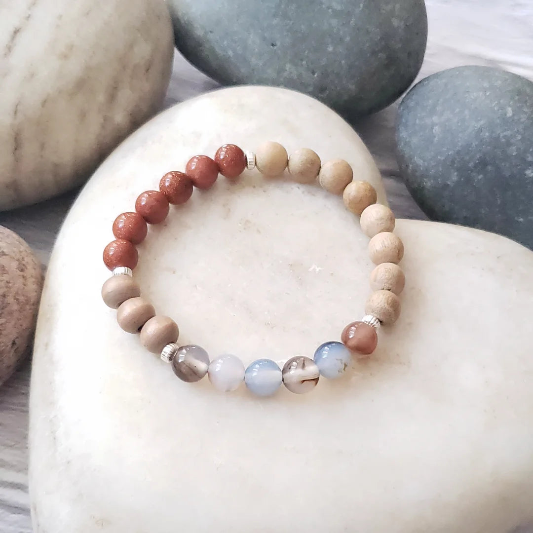 Golden sandstone and sandalwood bracelet
