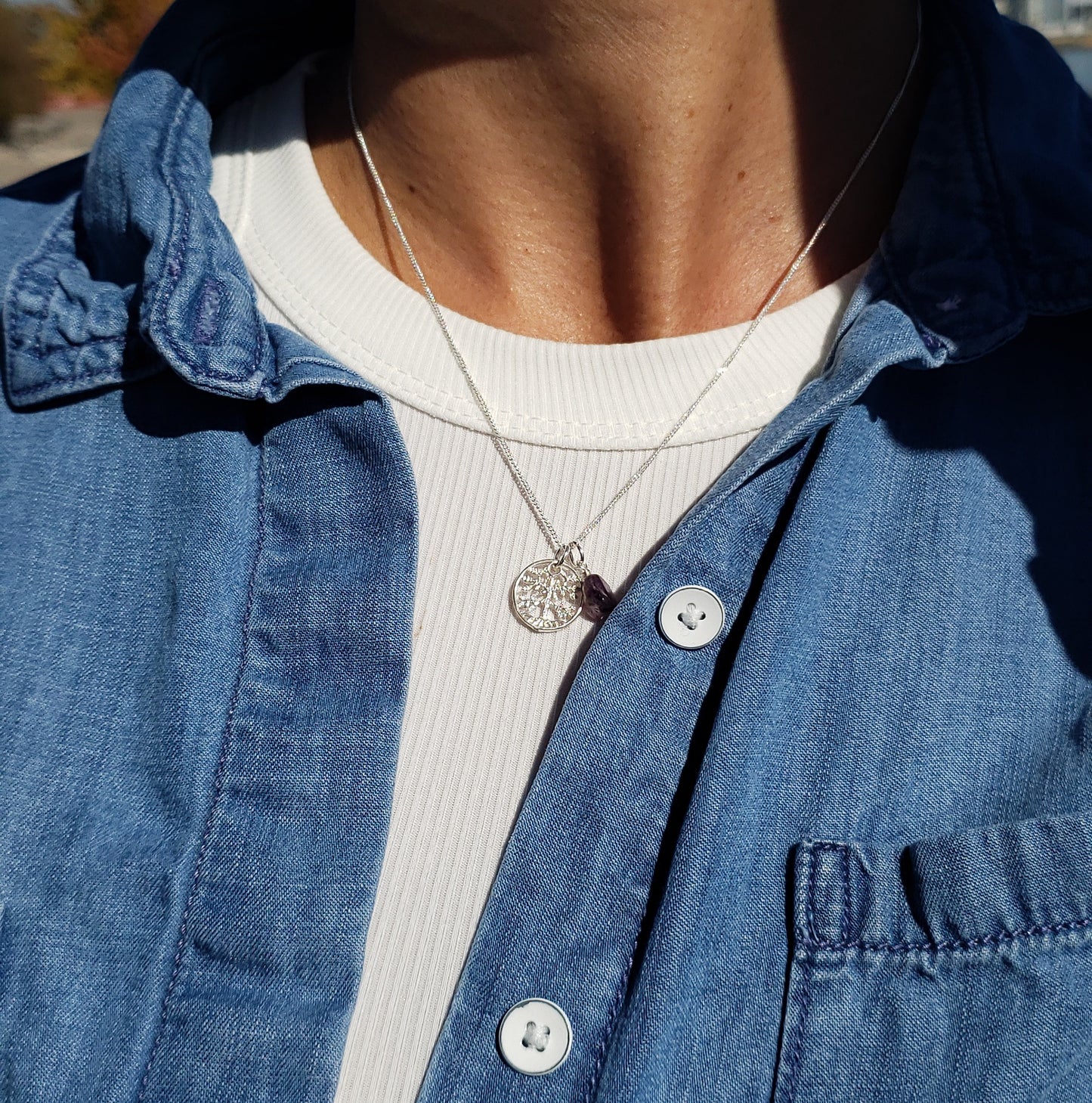 Tree of life necklace- custom stone charm option