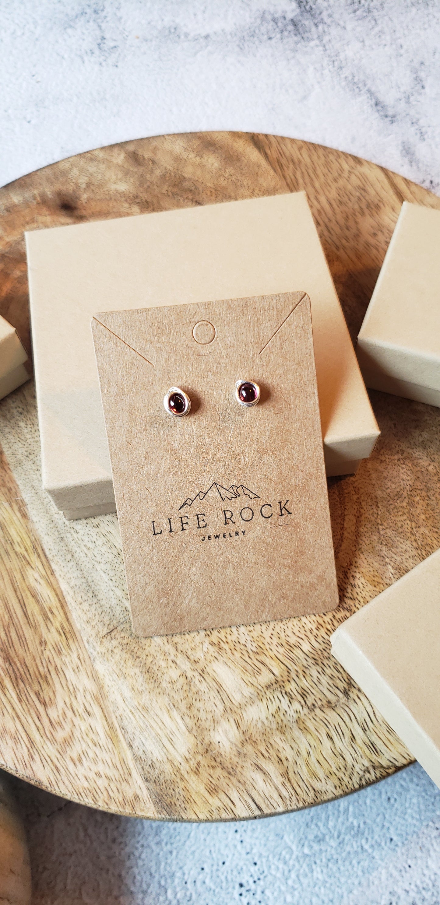 Stud earrings~ rhodolite garnet