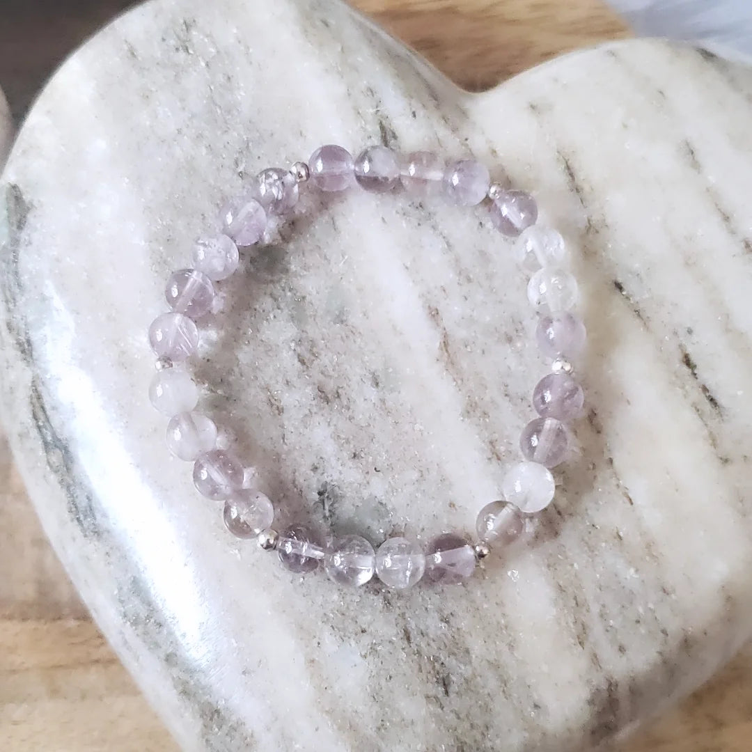 Pale amethyst and sterling silver bracelet