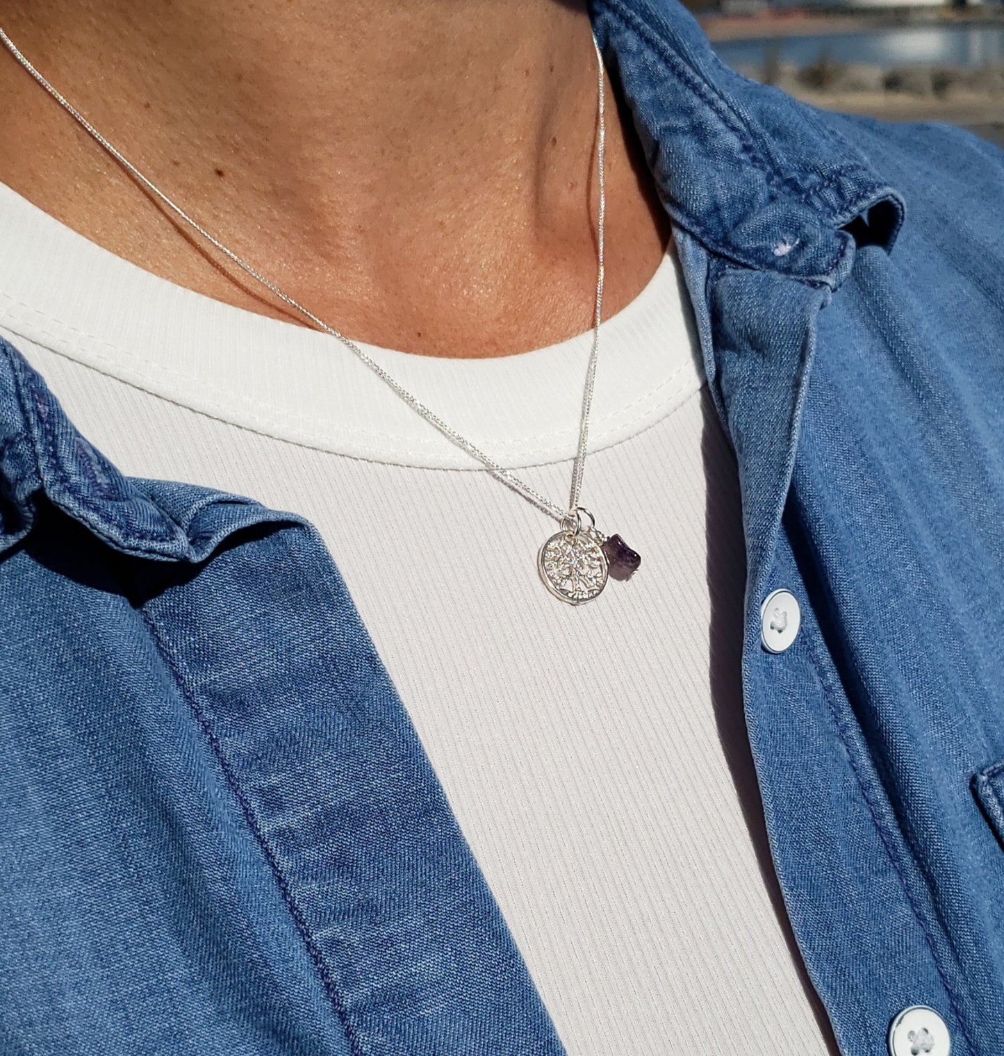Tree of life necklace- custom stone charm option