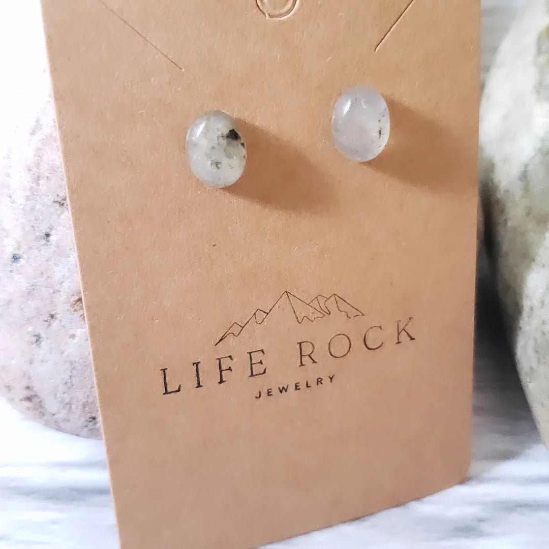 Labradorite oval stud earrings