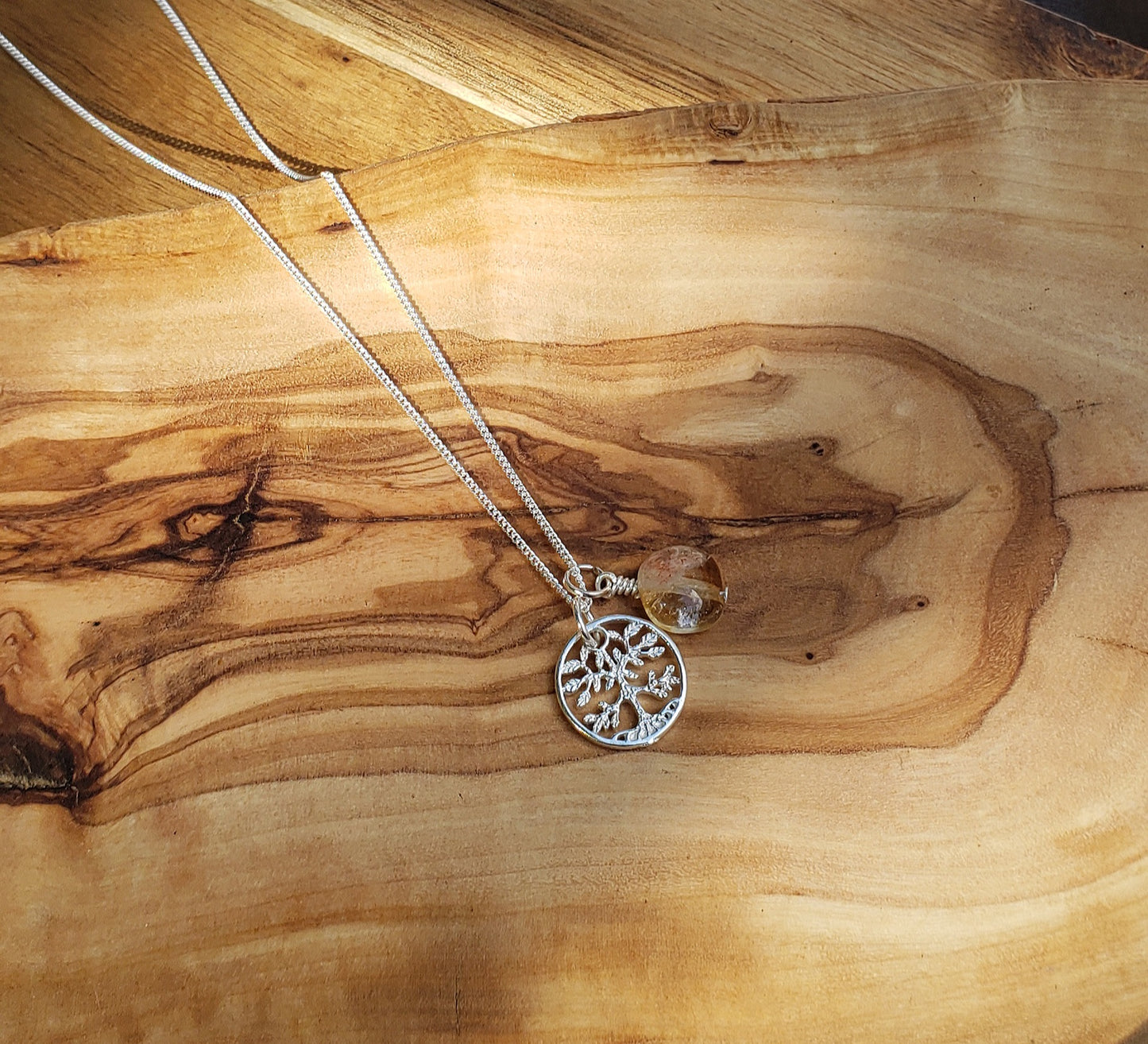Tree of life necklace- custom stone charm option