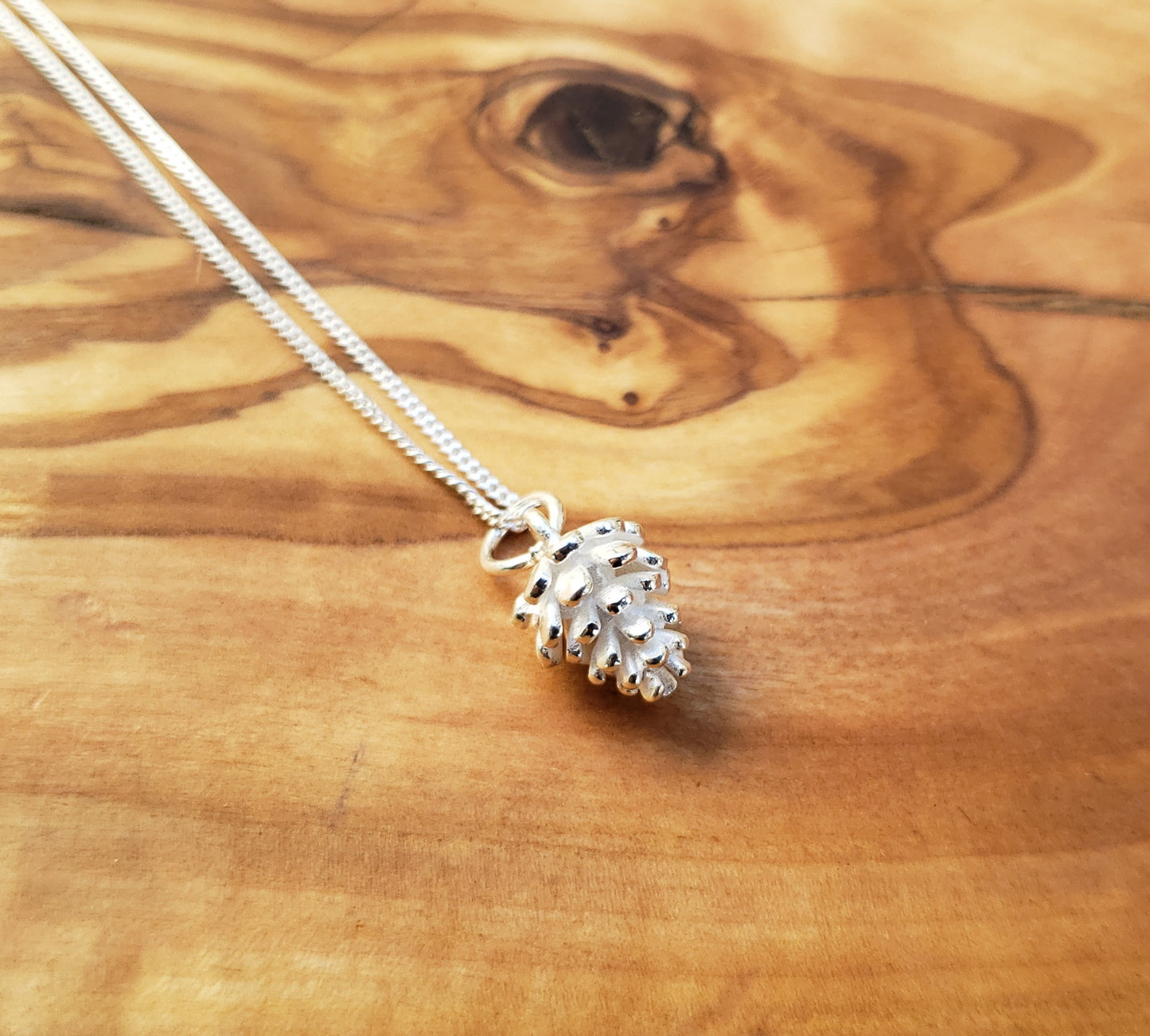 Sterling silver pinecone necklace