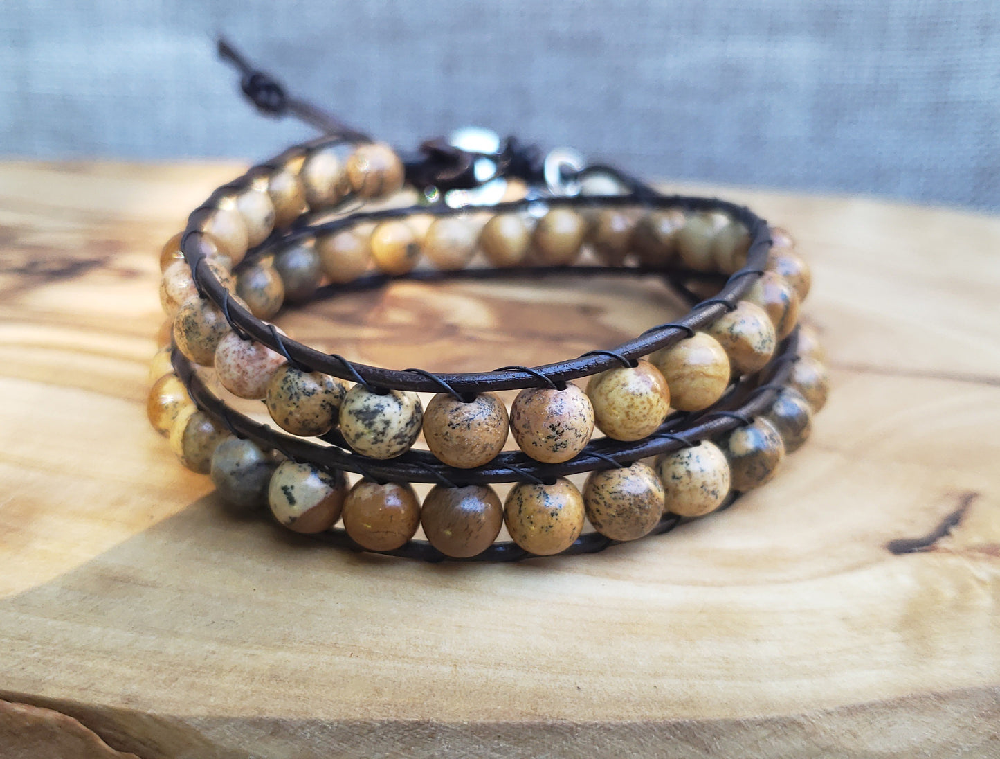 Double wrap bracelet- Picasso jasper