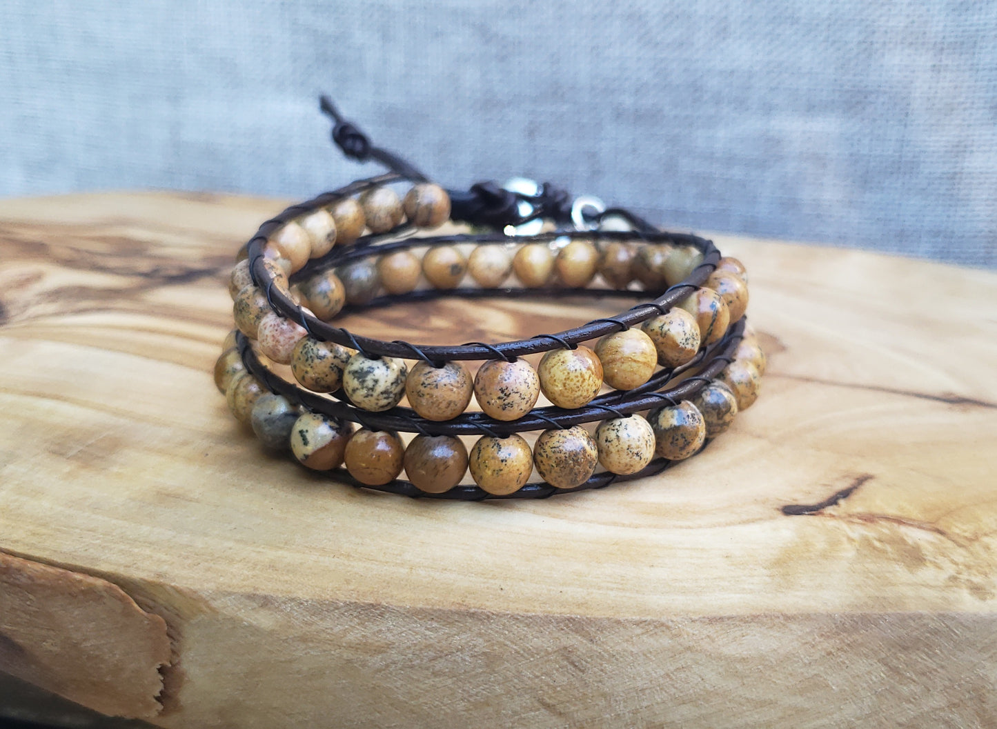 Double wrap bracelet- Picasso jasper