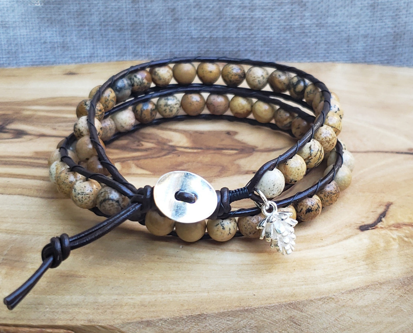 Double wrap bracelet- Picasso jasper