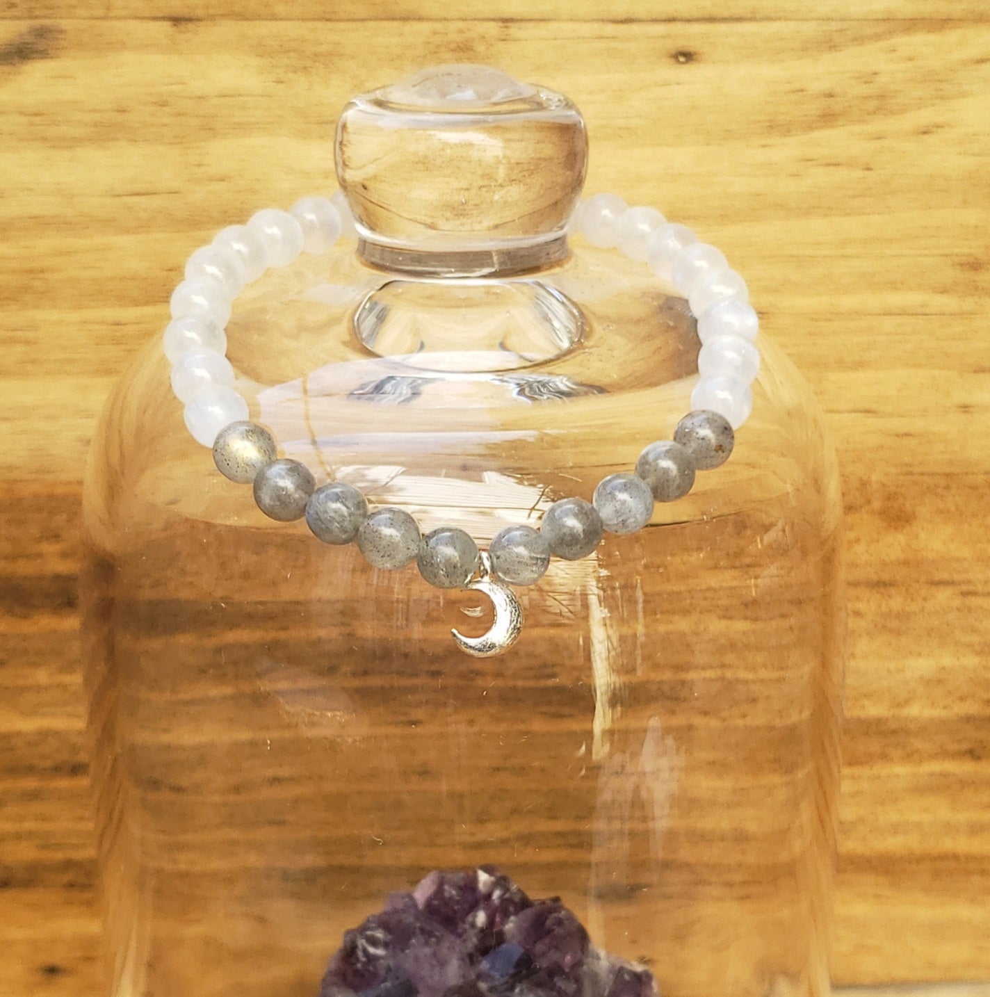 Labradorite and selenite moon bracelet