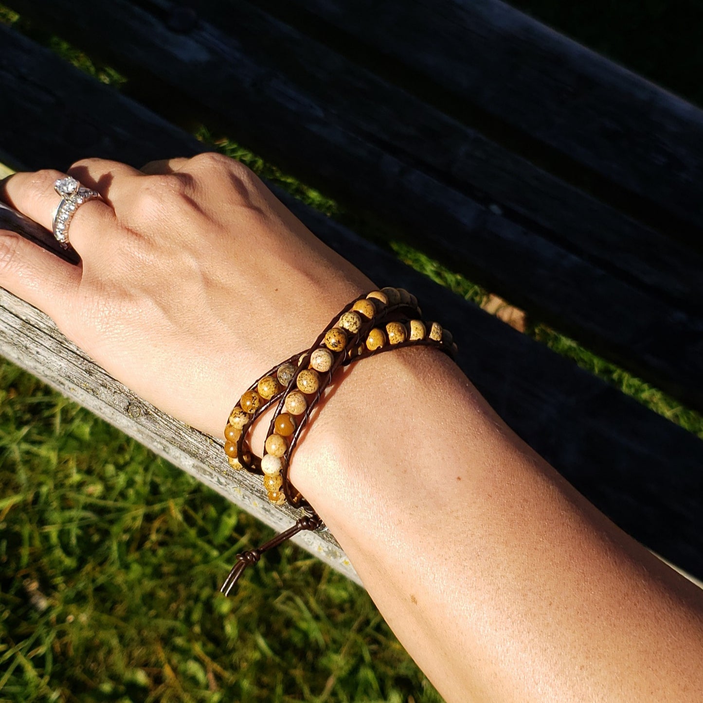 Double wrap bracelet- Picasso jasper