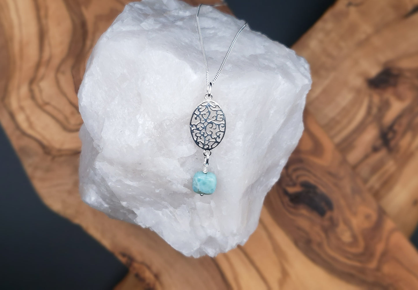 Larimar and sterling silver necklace