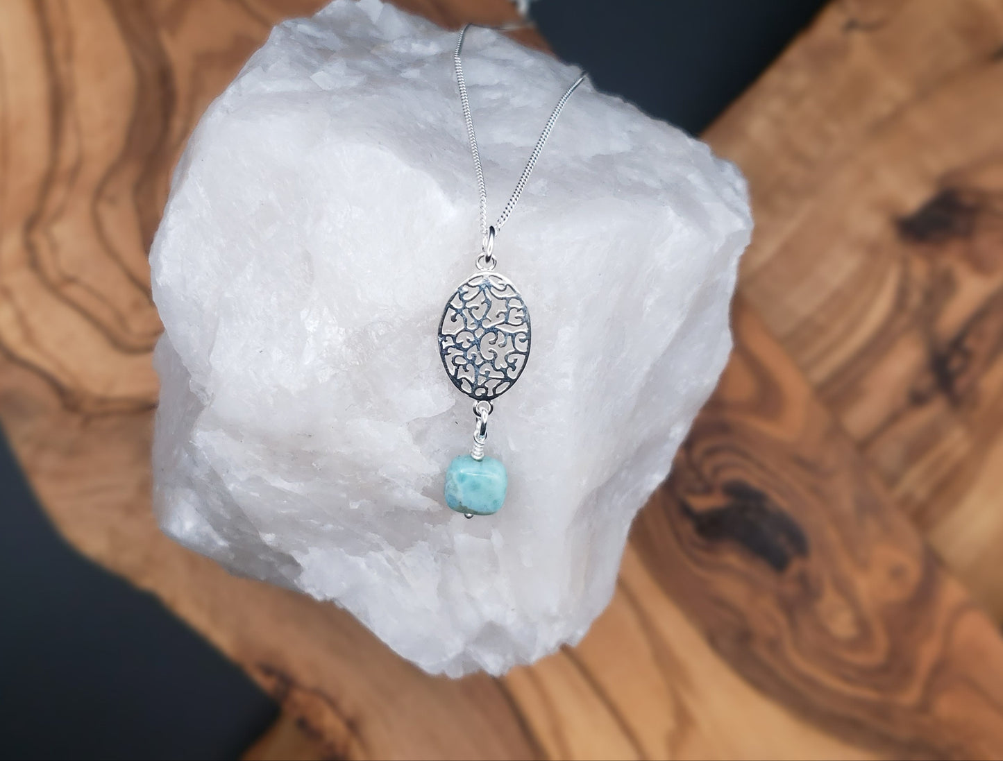 Larimar and sterling silver necklace