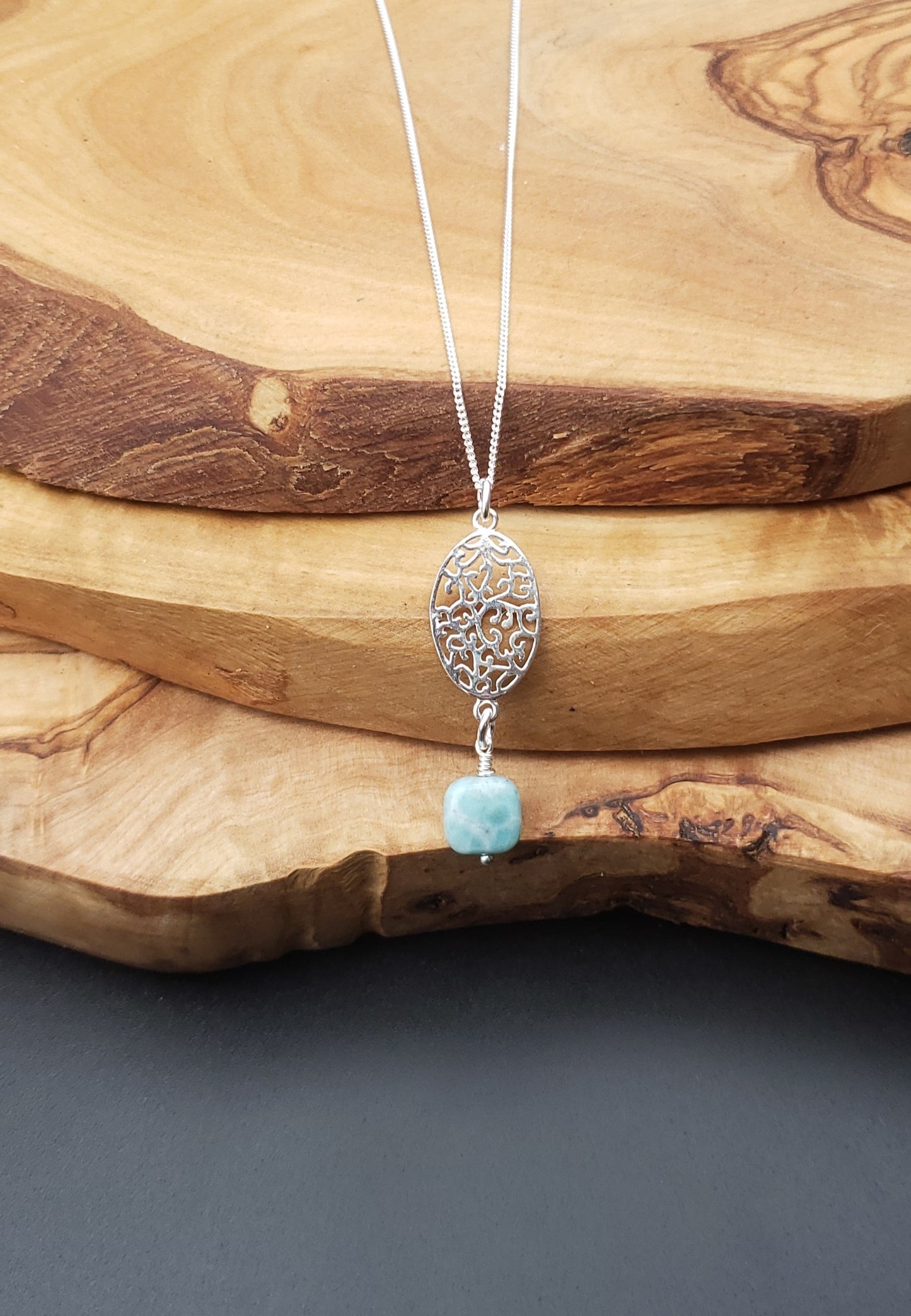 Larimar and sterling silver necklace