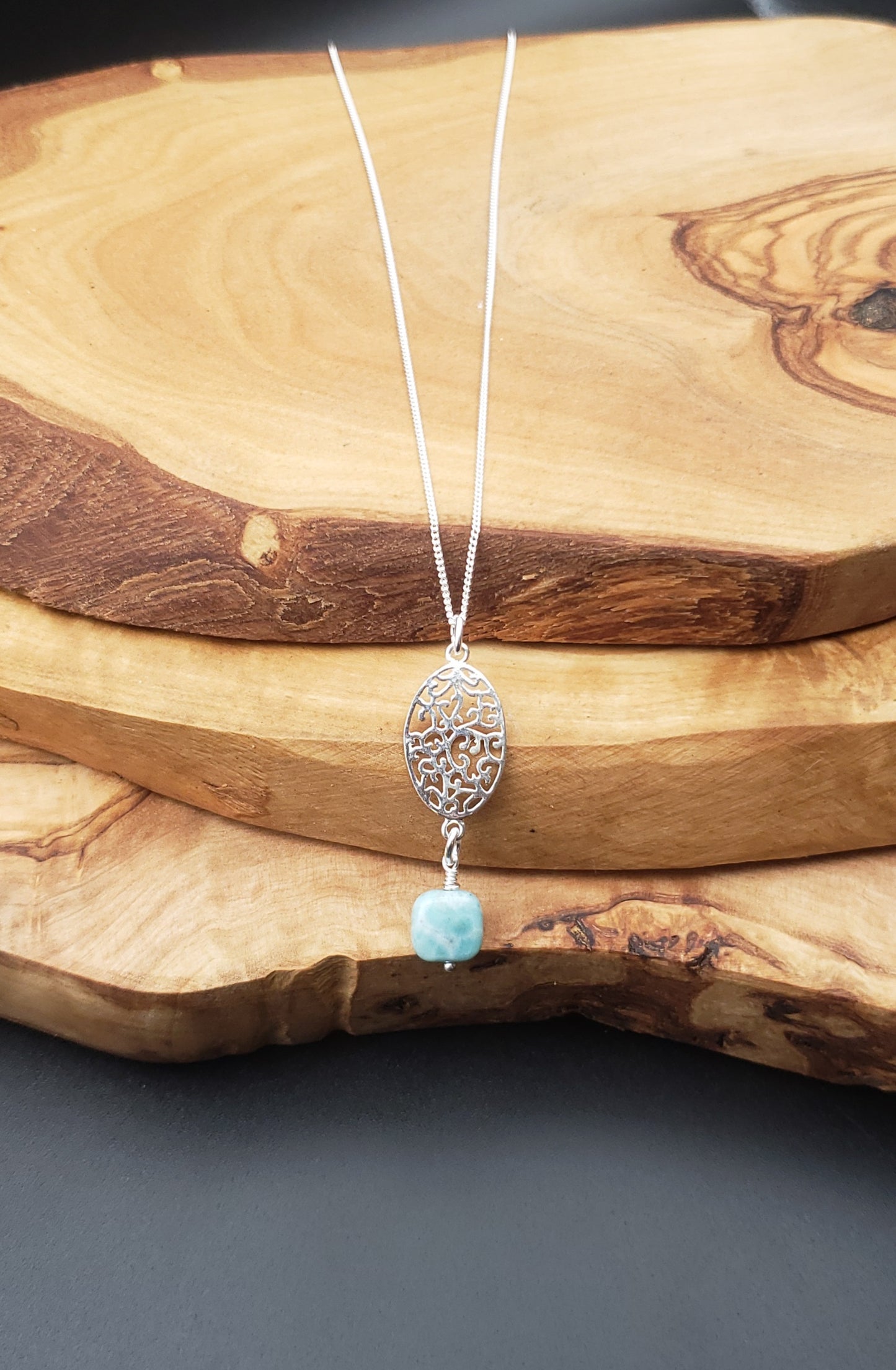 Larimar and sterling silver necklace