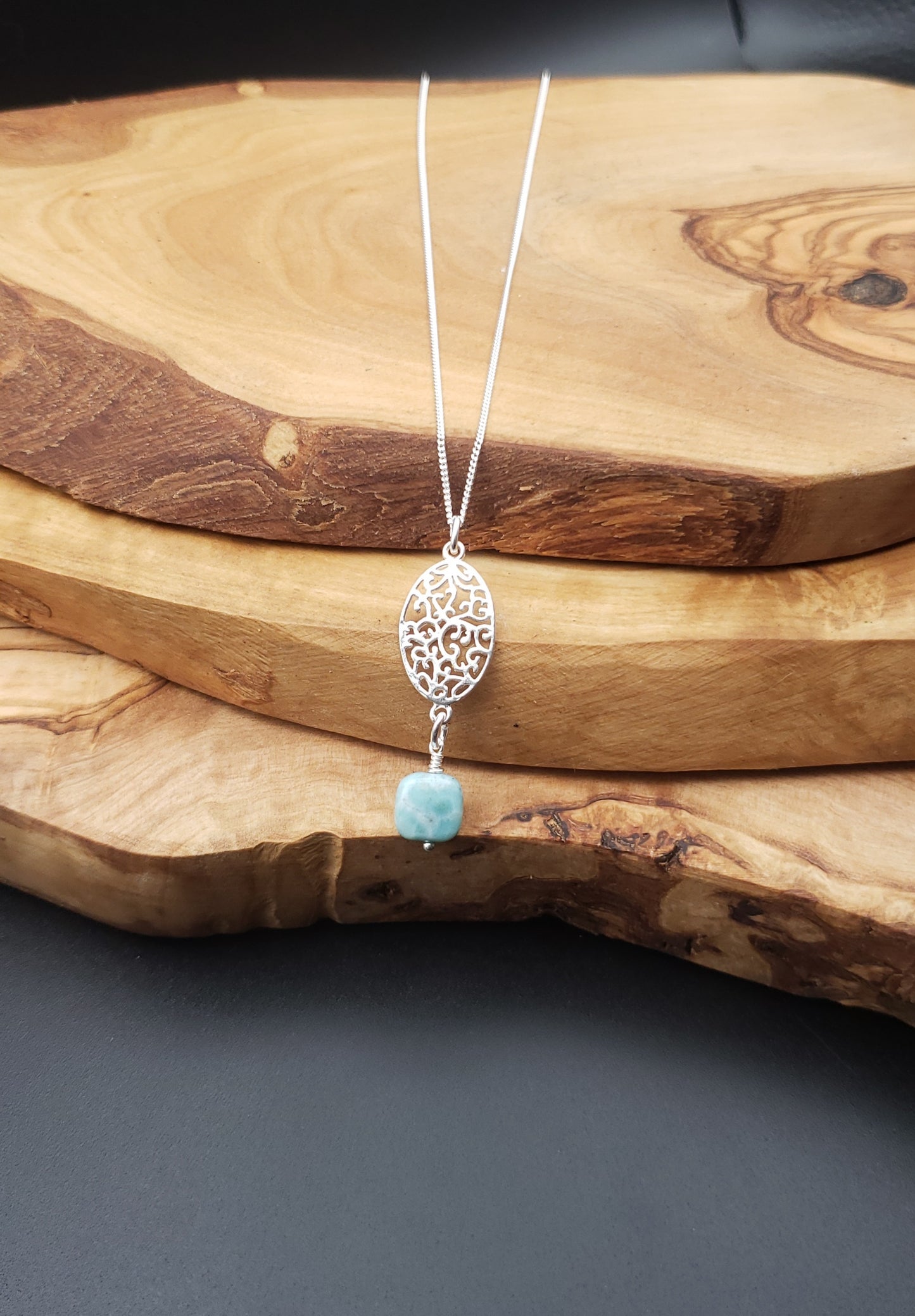 Larimar and sterling silver necklace