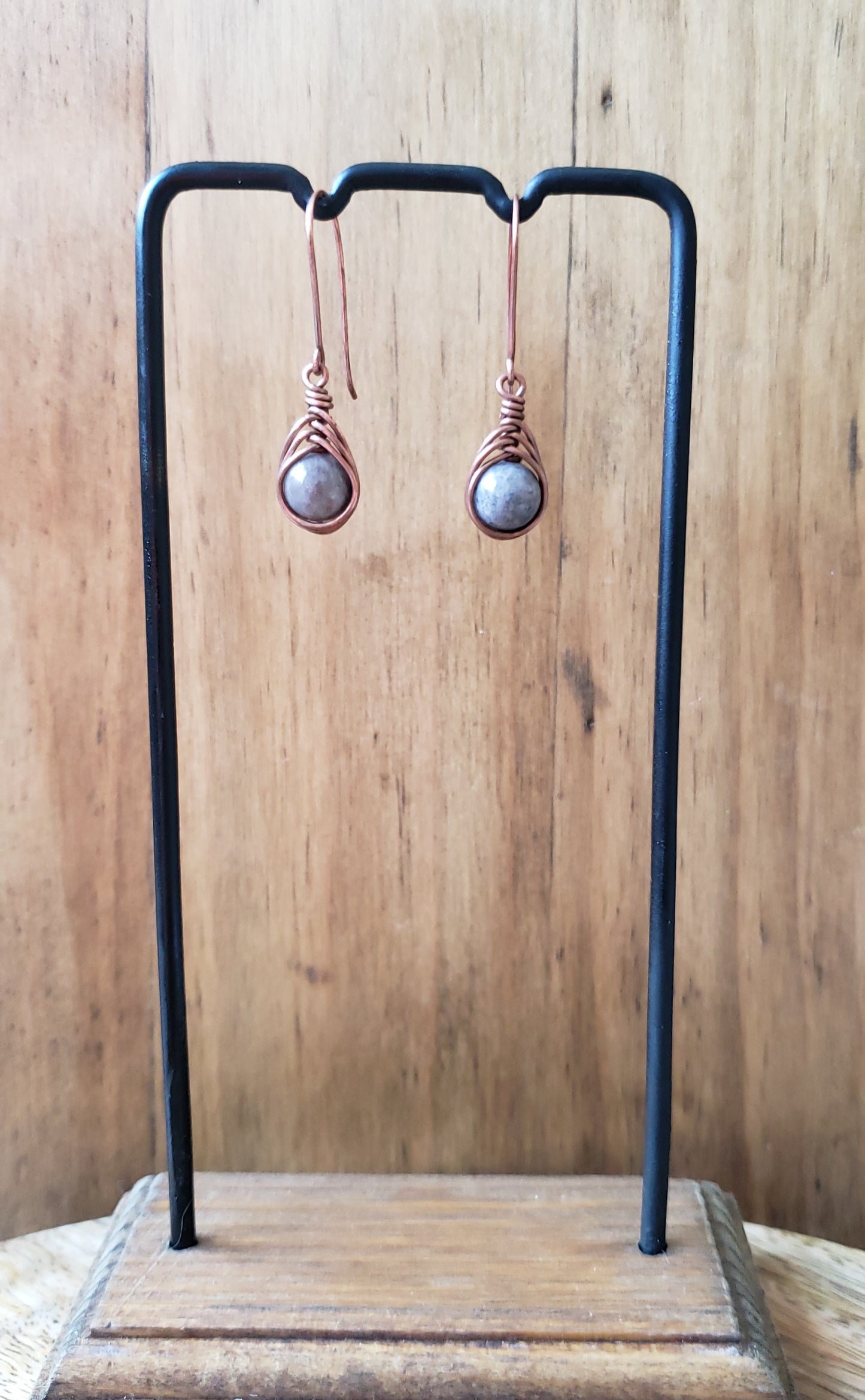 Herringbone earrings~ purple/grey Sunstone