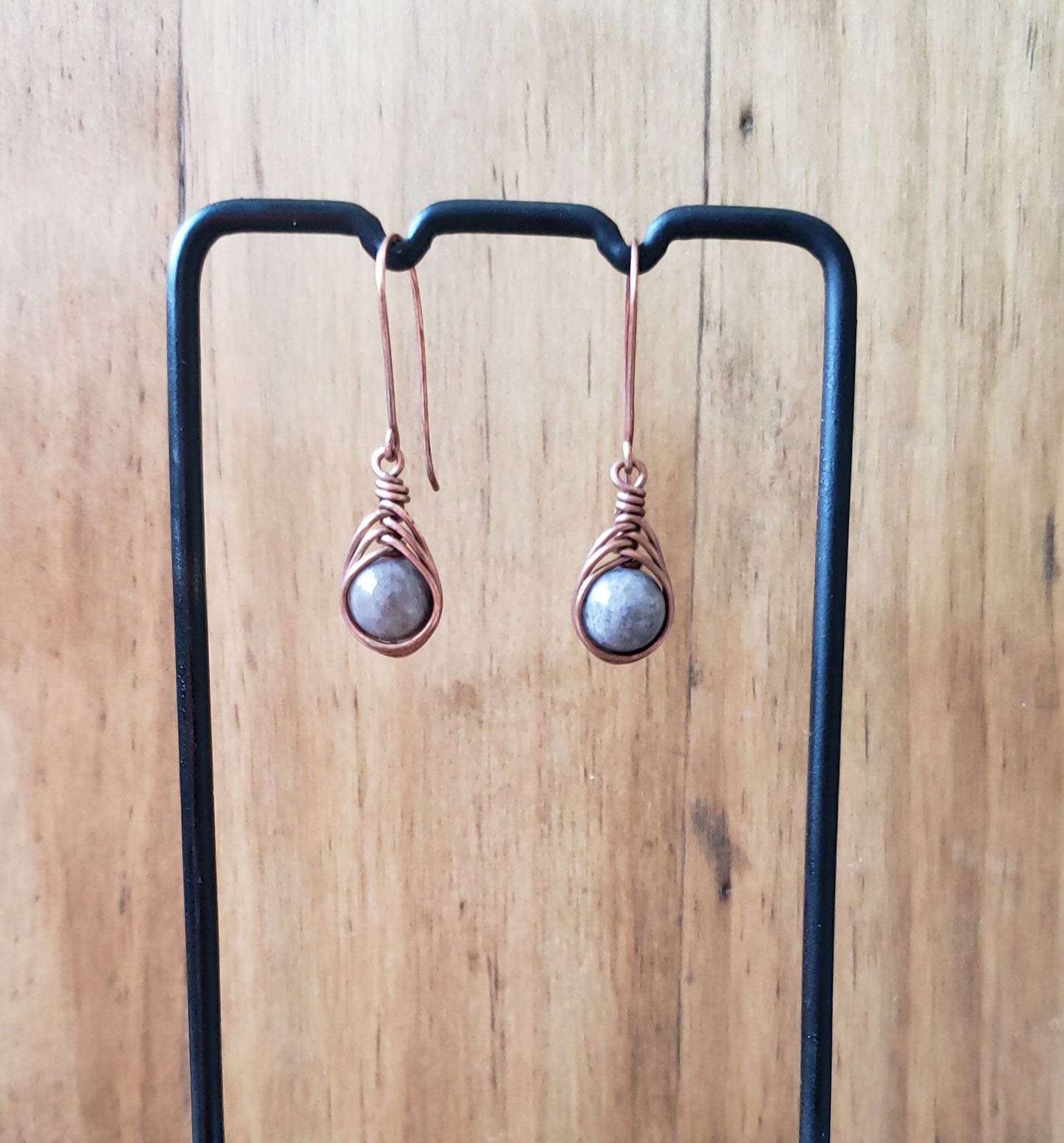 Herringbone earrings~ purple/grey Sunstone