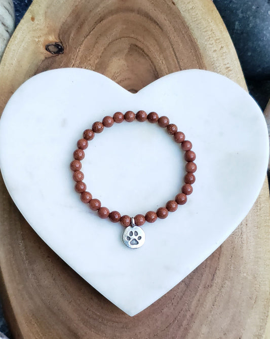 Pewter paw bracelet~ golden sandstone