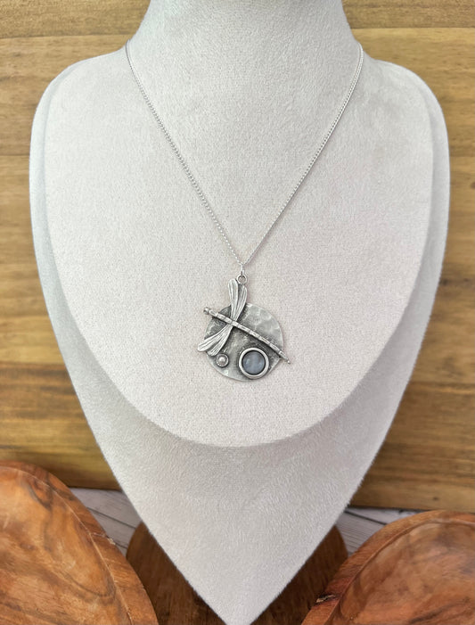 Dragonfly necklace~ moonstone