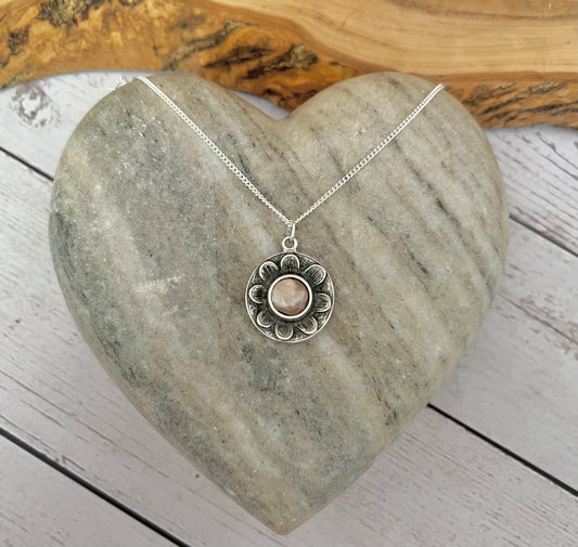 Sunflower and sunstone necklace