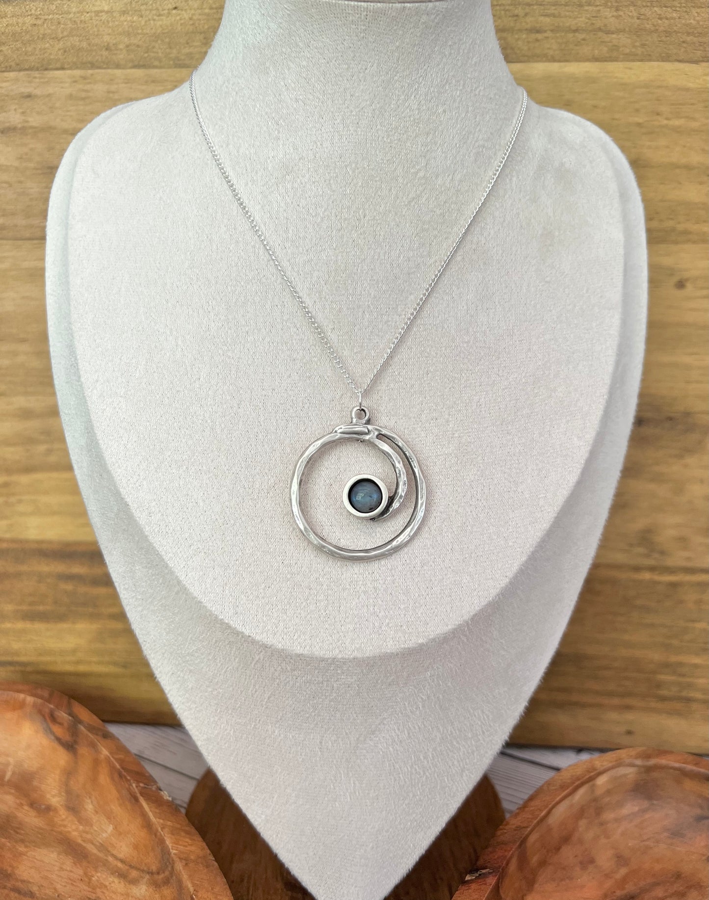 Spiral necklace with moonstone