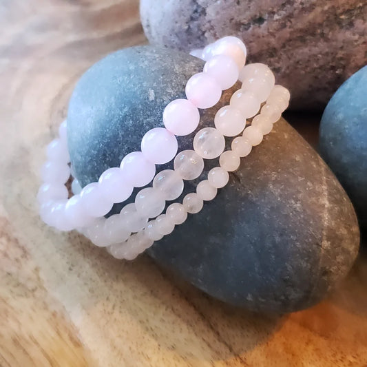 Rose quartz beaded stretch bracelet- 3 sizes available
