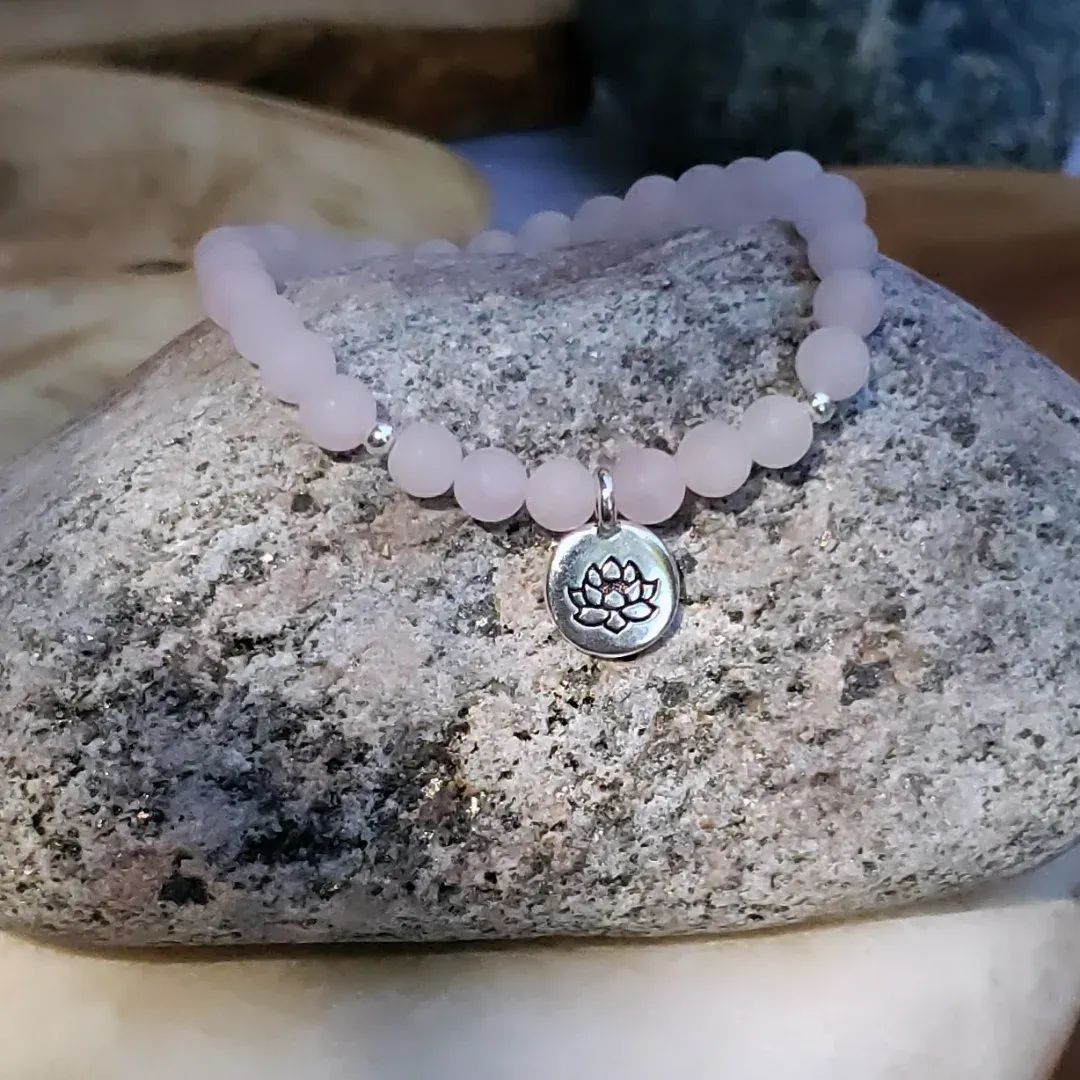 Lotus bracelet~ matte rose quartz