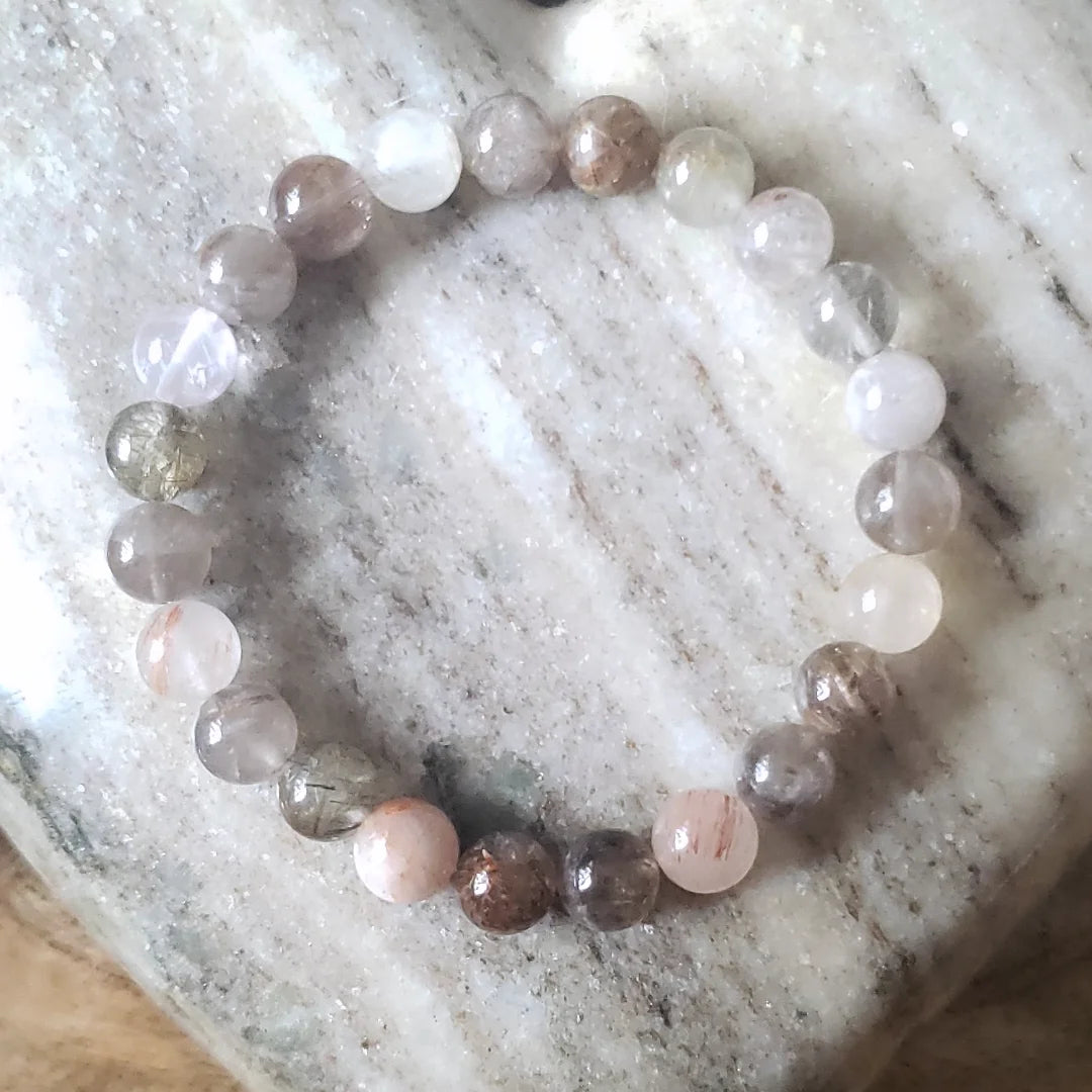 Rutilated quartz gemstone bracelet