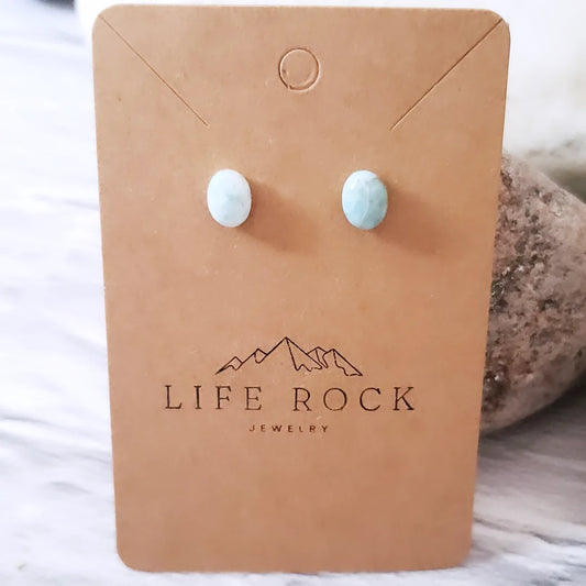 Larimar oval stud earrings