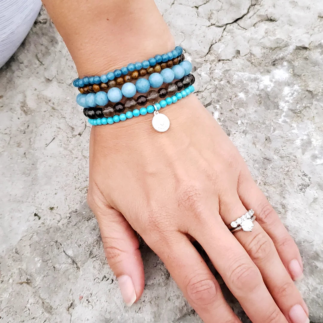 Bracelet stack~ turquoise and Smoky quartz