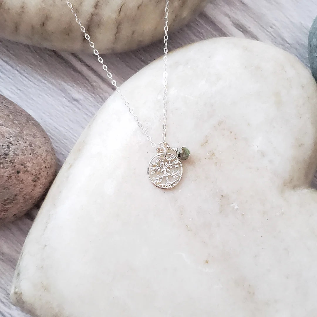Tree of Life necklace with tourmaline