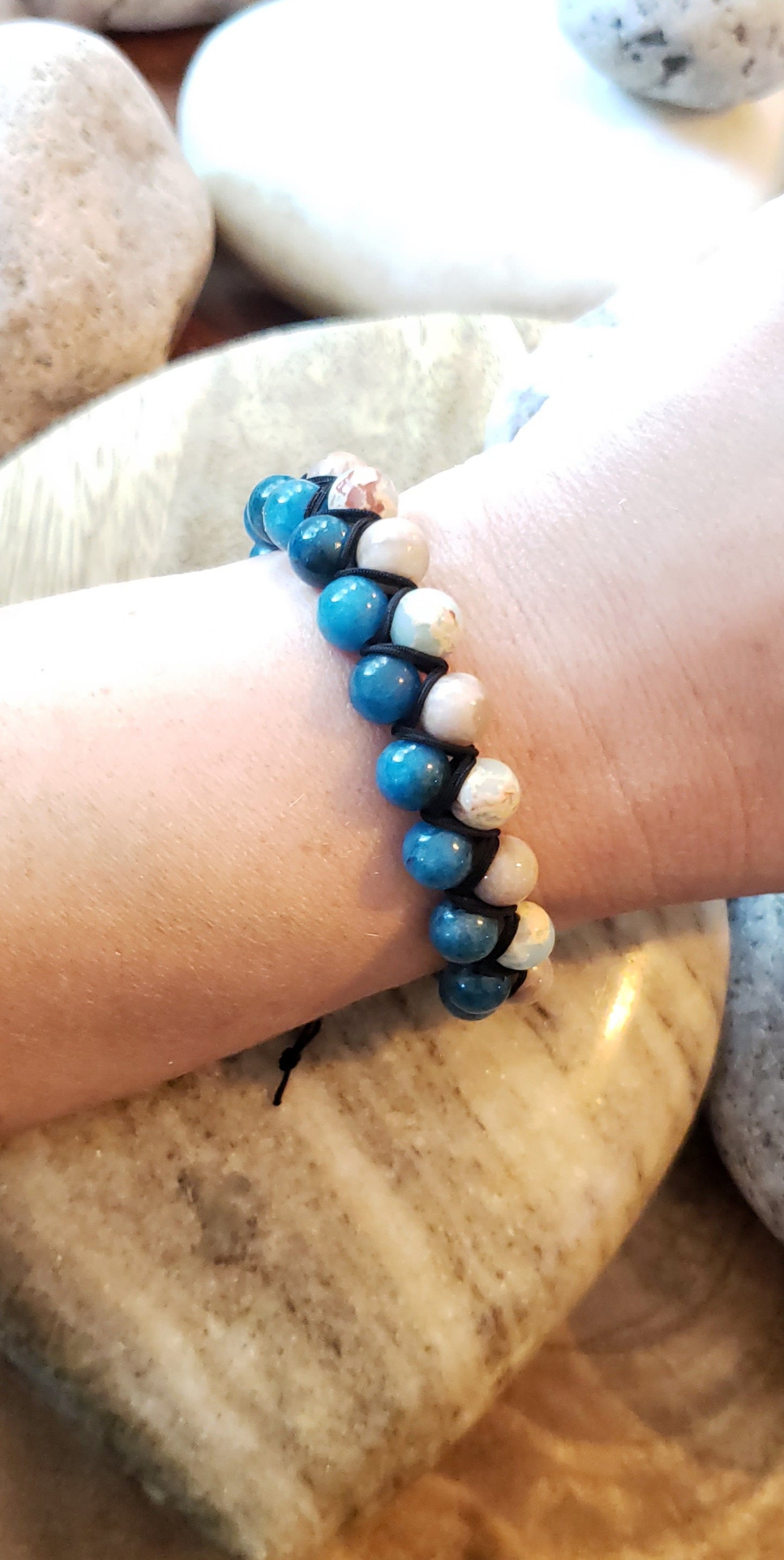 Woven adjustable gemstone bracelets