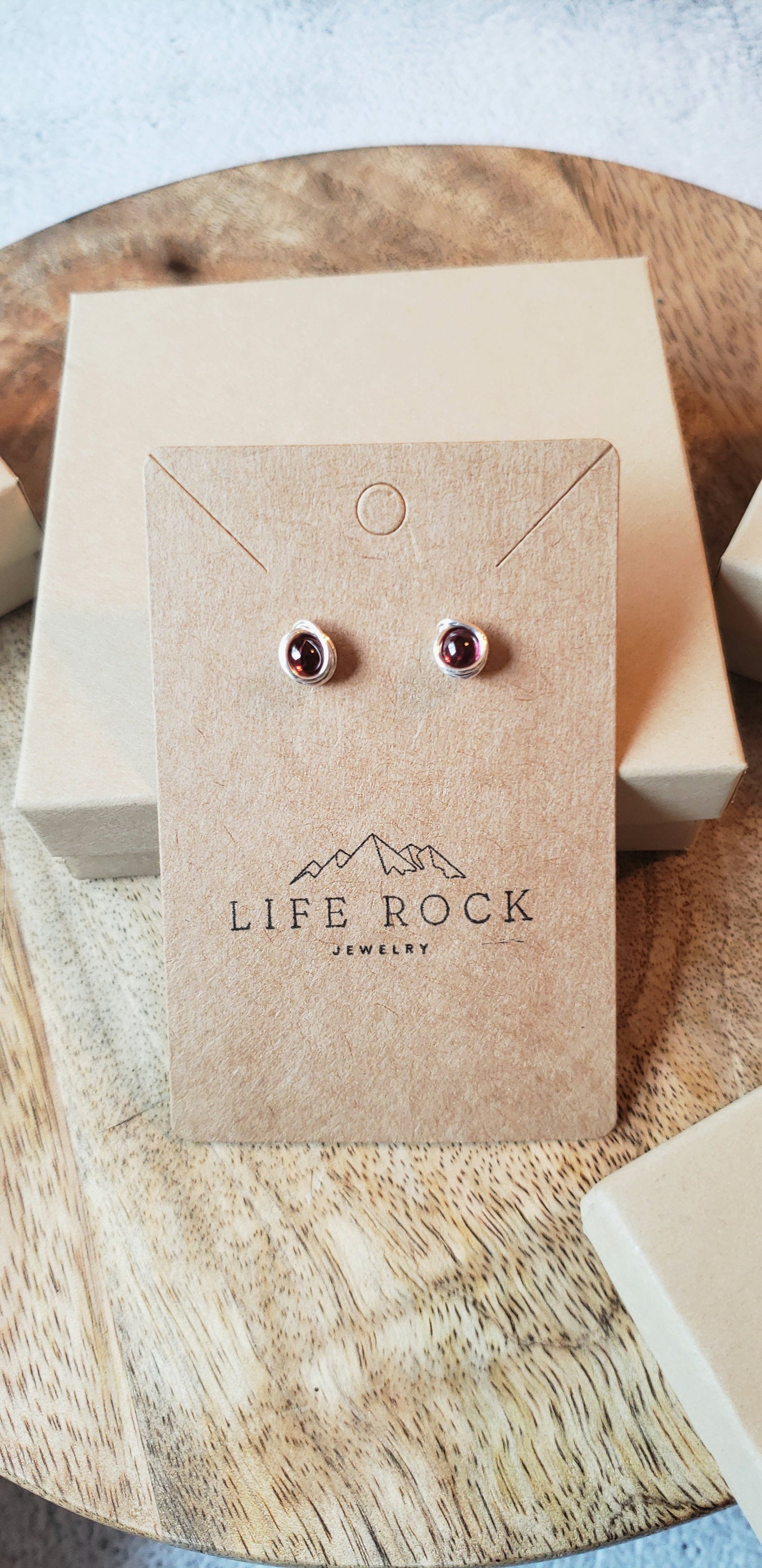 Stud earrings~ rhodolite garnet