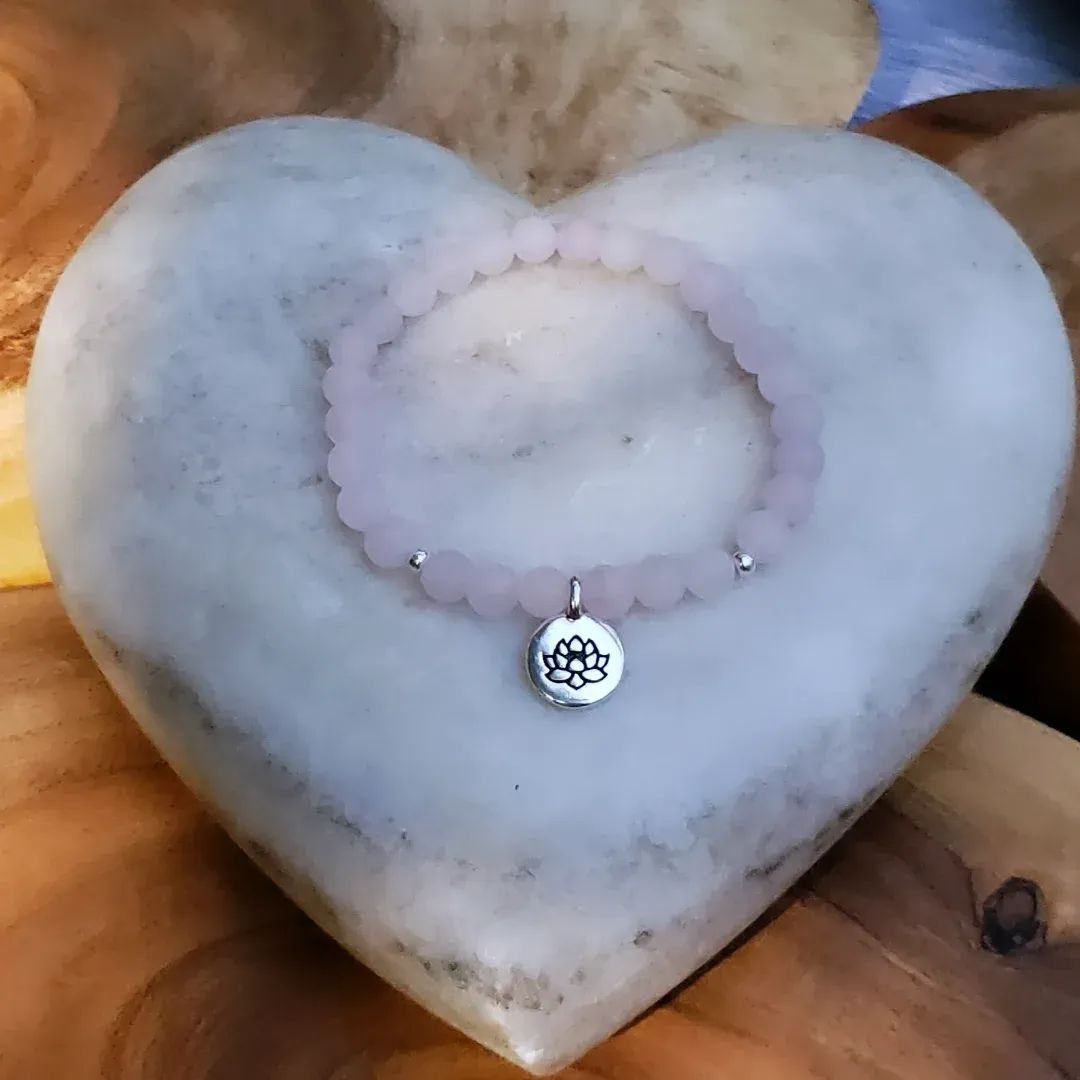 Lotus bracelet~ matte rose quartz
