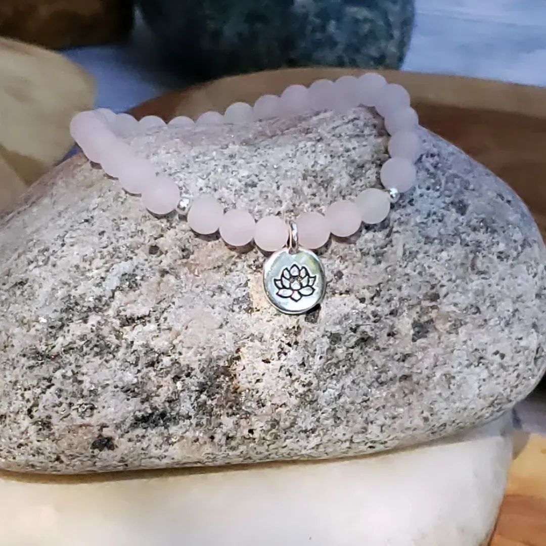Lotus bracelet~ matte rose quartz