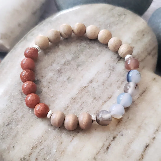 Golden sandstone and sandalwood bracelet