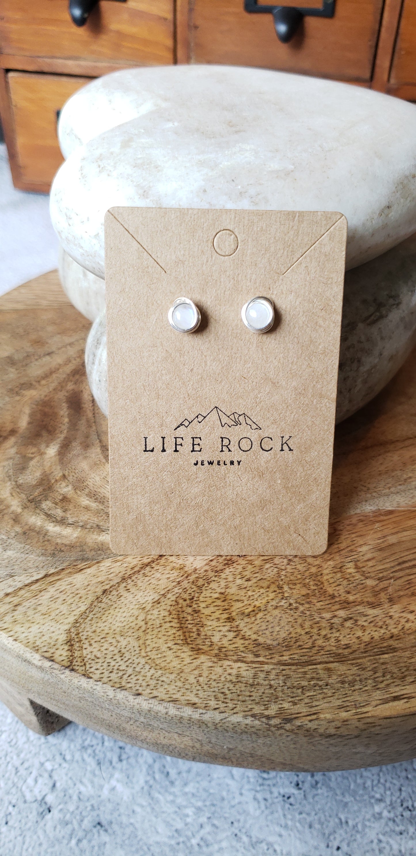 Stud earrings~ Moonstone 2