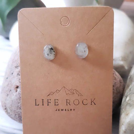 Labradorite oval stud earrings