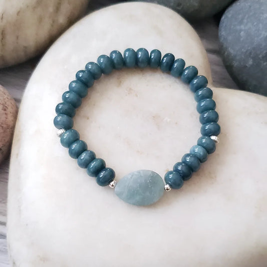 Rondelle bracelet- deep teal