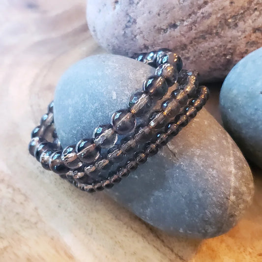 Smoky quartz beaded bracelet- 3 sizes available