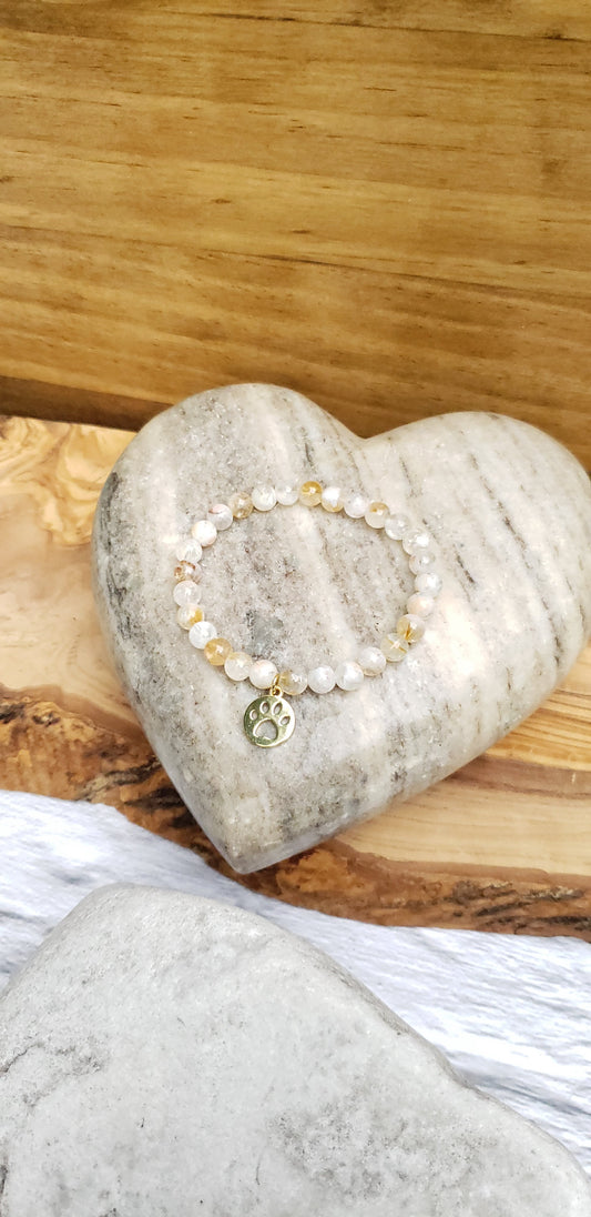 18k gold filled paw charm with citrine