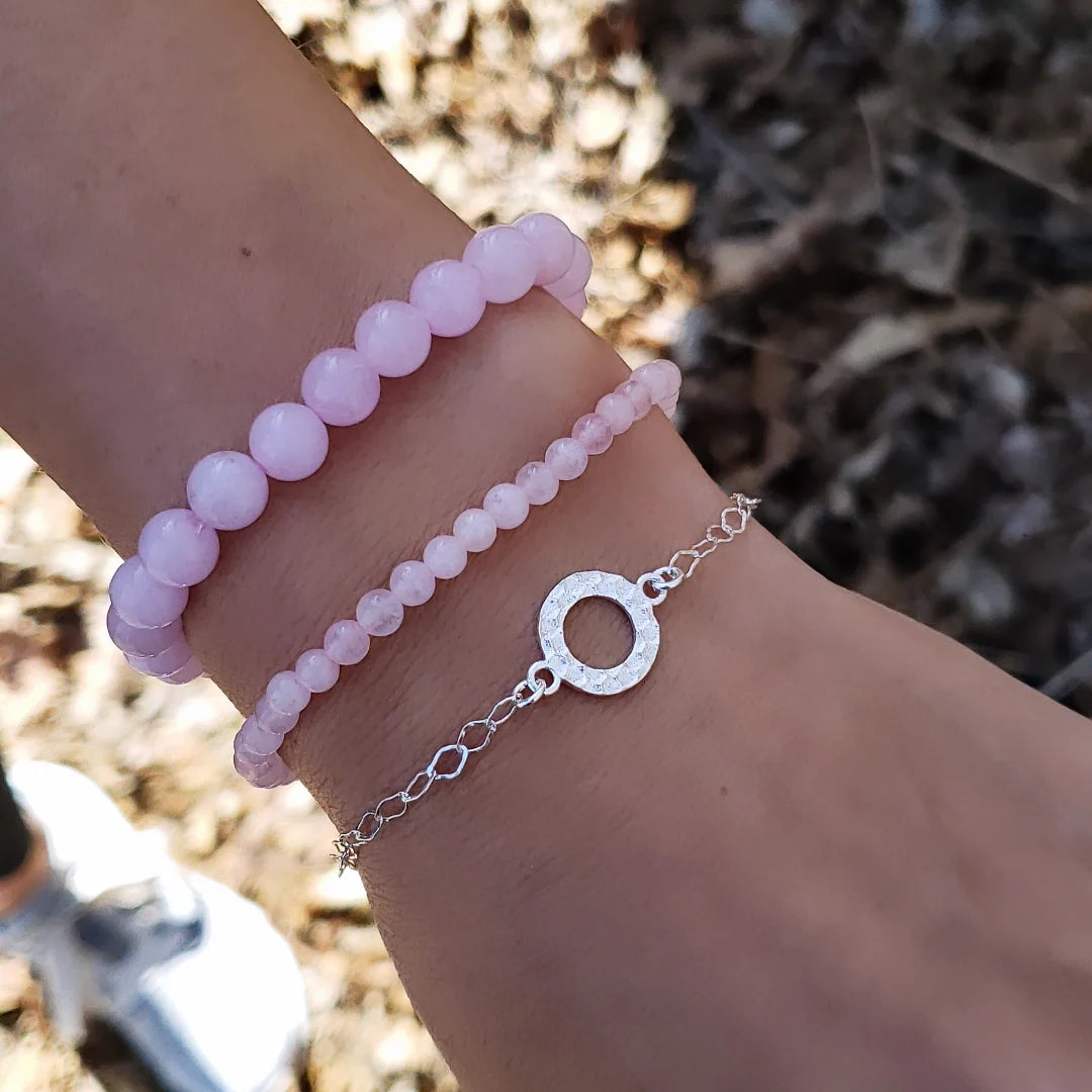 Sterling silver hammered circle bracelet