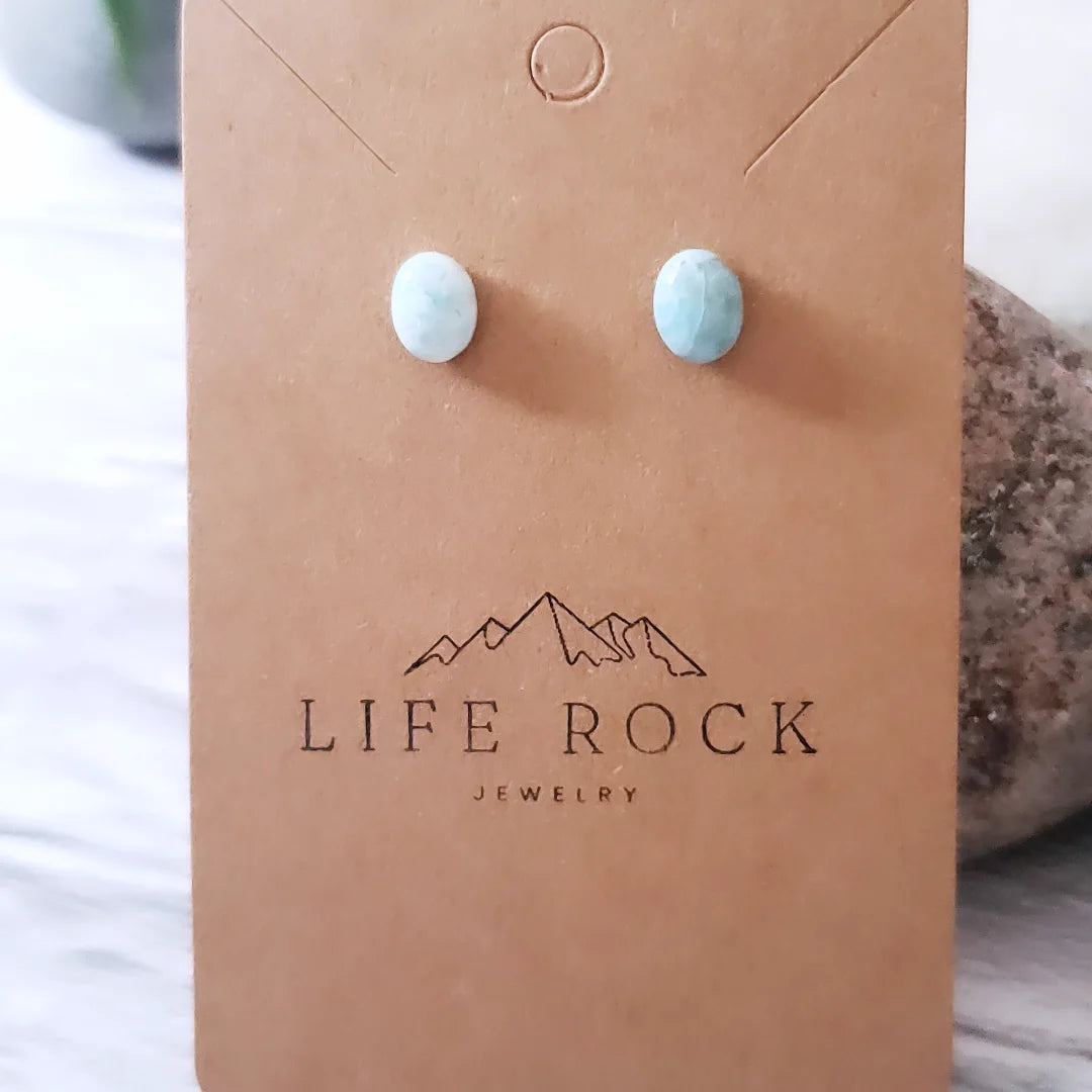 Larimar oval stud earrings