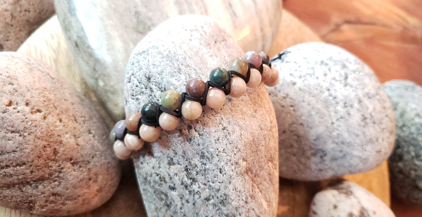 Woven adjustable gemstone bracelets