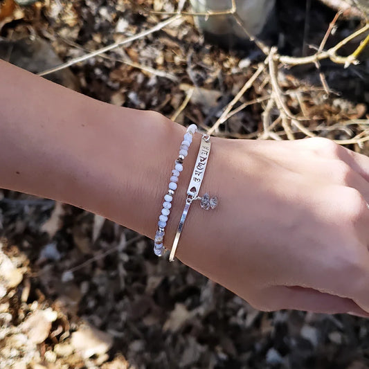 Ohm sterling silver bar bracelet