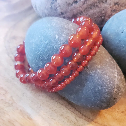 Orange carnelian beaded bracelet- 3 sizes available