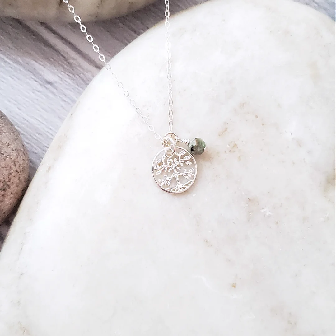Tree of Life necklace with tourmaline