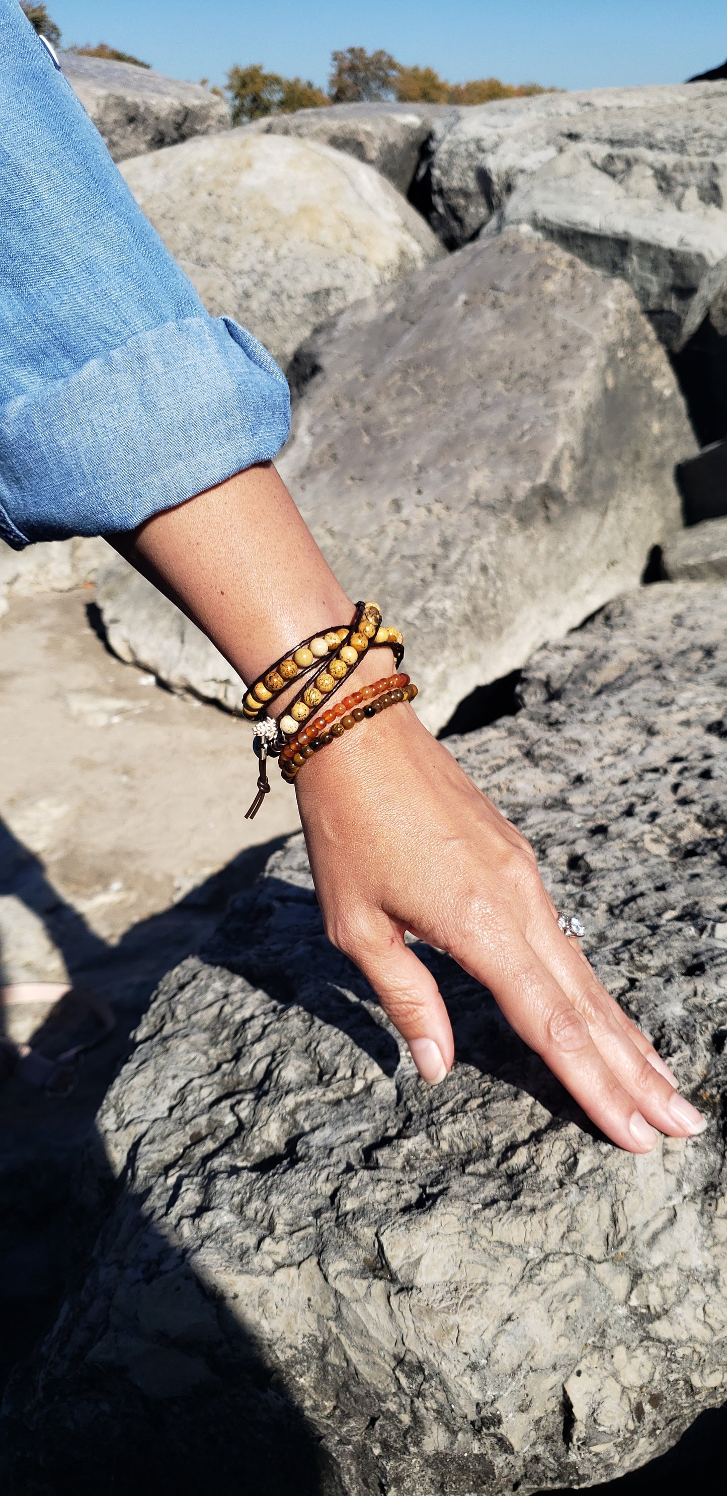 Double wrap bracelet- Picasso jasper